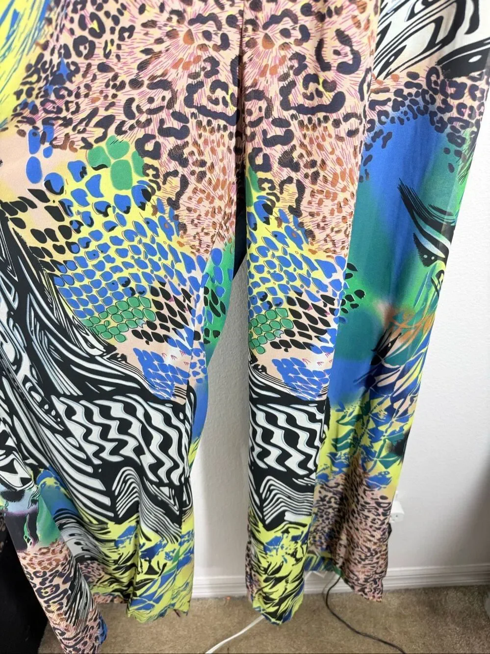 Authentic Brand Multicolor Halter Jumpsuit Wide Leg Animal Print Size 2X Lined